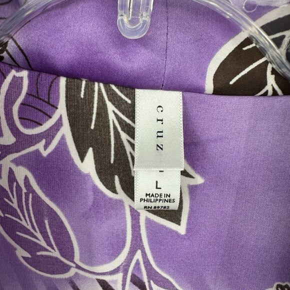 NATORI CRUZ 2 PIECE SET robe slip nightgown satin floral midi kimono purple L - Picture 11 of 13